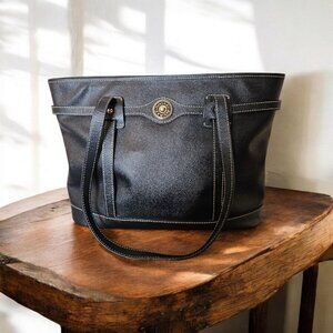 Dooney & Bourke Black Leather Tote Shopper Bag | Large Shoulder Purse Work